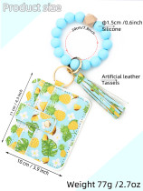 New silicone bead bracelet, women's keychain, multi-layer printed card bag, coin purse