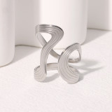 Geometric ring with simple, irregular lines, niche design, stainless steel ring