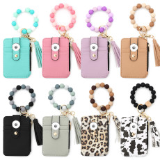 New 20mm snap button product ID card bag, silicone bracelet, patterned leather wallet