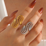 Geometric Line Open Ring Stainless Steel 18K Gold Plated Titanium Steel Ring