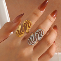 Geometric Line Open Ring Stainless Steel 18K Gold Plated Titanium Steel Ring