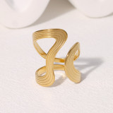 Geometric ring with simple, irregular lines, niche design, stainless steel ring