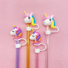 Unicorn straw dust cap 3D cartoon 10mm food grade