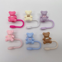 Bow Bear Straw Cap Cup 10mm Straw Silicone Smile Straw Cover Dustproof and Anti fouling