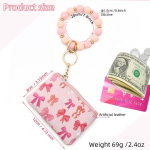 New silicone bead bracelet keychain bag bow women's wallet