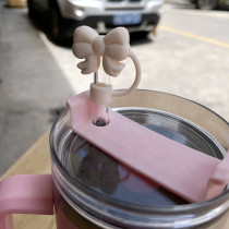 Bow shaped straw cap, food grade silicone 10MM straw cover, dust plug
