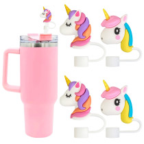 Unicorn straw dust cap 3D cartoon 10mm food grade