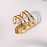 Stainless steel open ring with irregular geometric lines