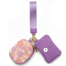 20mm snap button bag Multi functional waterproof nylon wrist bag, card bag, keychain, leather coin purse