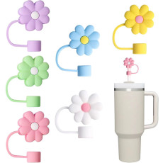 Flower silicone straw cap chrysanthemum cup straw protective cover 10mm anti fouling