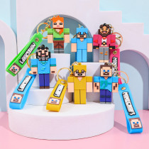 My World Soft Rubber Keychain Pendant Keychain Car Pendant Cartoon Doll PVC Block Doll