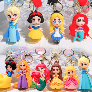 Cartoon Snow White Bookbag Silicone Car Keychain