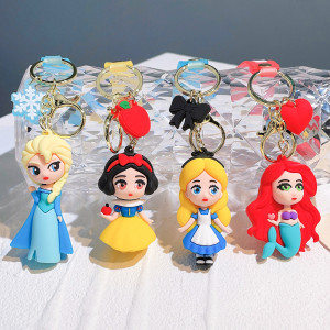 Cartoon Snow White Bookbag Silicone Car Keychain