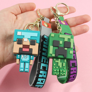My World Soft Rubber Keychain Pendant Keychain Car Pendant Cartoon Doll PVC Block Doll