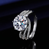 Princess Diamond 5-Carat Simulation Diamond Ring, Female High Carbon Ring with Adjustable Opening