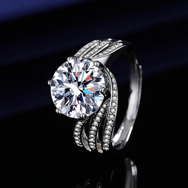 Princess Diamond 5-Carat Simulation Diamond Ring, Female High Carbon Ring with Adjustable Opening