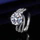 Princess Diamond 5-Carat Simulation Diamond Ring, Female High Carbon Ring with Adjustable Opening