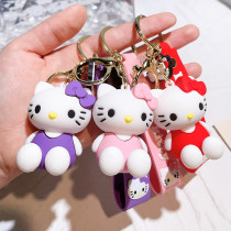 Cute sitting posture, Kaidi cat keychain, silicone figurine, car key pendant, backpack
