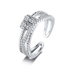Time Runs Ring Female Personality Double layered Zircon Open Finger Ring