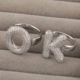 26 letter ring with copper inlaid with zircon, the opening does not fade