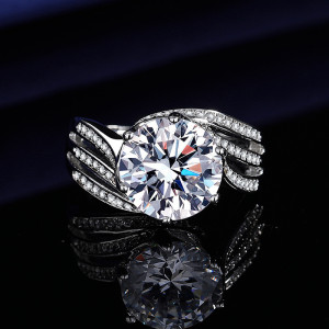 Princess Diamond 5-Carat Simulation Diamond Ring, Female High Carbon Ring with Adjustable Opening