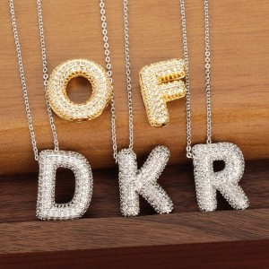 Letter pendant necklace 18k copper plated zircon inlaid collarbone chain