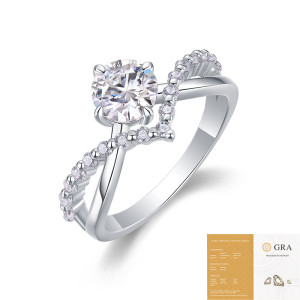 S925 silver ring, 1CT moissanite ring