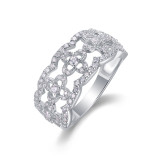 New S925 Silver Flower Ring with Moissanite Ring