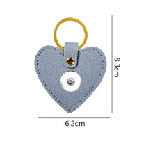 20mm snap button PU leather heart-shaped keychain bag accessories