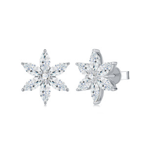 Flower earrings made of moissanite 925 silver earrings