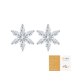 Flower earrings made of moissanite 925 silver earrings