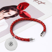 New 20mm snap button minimalist bracelet with high-end colorful woven leather