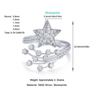 Starry Sky Ring 925 Silver Moissanite Ring for Women