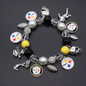 Hot selling NFL football team elastic bead bracelet for both men and women
