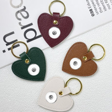 20mm snap button PU leather heart-shaped keychain bag accessories