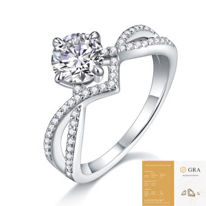 S925 silver ring, 1CT moissanite ring