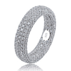 925 silver micro inlaid zircon ring, silver jewelry, hip-hop men's ring