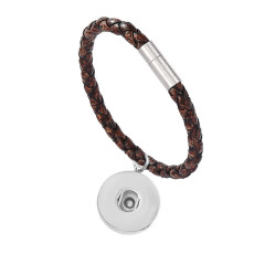 New 20mm snap button minimalist bracelet with high-end colorful woven leather