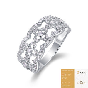 New S925 Silver Flower Ring with Moissanite Ring