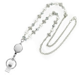 Glass Pearl Keychain Necklace Lanyard Neck Badge Tie Long Sweater Chain