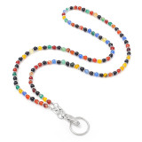 Crystal Natural Stone Lanyard Necklace Mobile Key Work Card Easy Pull Buckle Tether Necklace