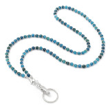 Crystal Natural Stone Lanyard Necklace Mobile Key Work Card Easy Pull Buckle Tether Necklace