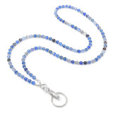 Crystal Natural Stone Lanyard Necklace Mobile Key Work Card Easy Pull Buckle Tether Necklace