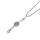 Hollow out alloy pearl lanyard necklace, mobile phone key, work card, easy to pull buckle, lanyard necklace