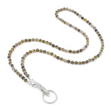 Crystal Natural Stone Lanyard Necklace Mobile Key Work Card Easy Pull Buckle Tether Necklace