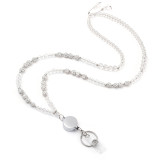 Natural Stone Water Diamond Ball Necklace Lanyard Neck Phone Key Work Card Easy Pull Buckle Tether