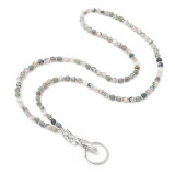 Crystal Natural Stone Lanyard Necklace Mobile Key Work Card Easy Pull Buckle Tether Necklace