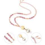Natural Stone Water Diamond Ball Necklace Lanyard Neck Phone Key Work Card Easy Pull Buckle Tether