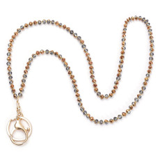 Glass bead bead necklace Lanyard necklace key work card easy to pull buckle lanyard necklace