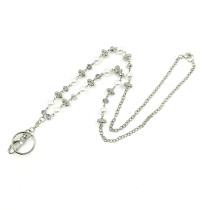 Glass Pearl Keychain Necklace Lanyard Neck Badge Tie Long Sweater Chain